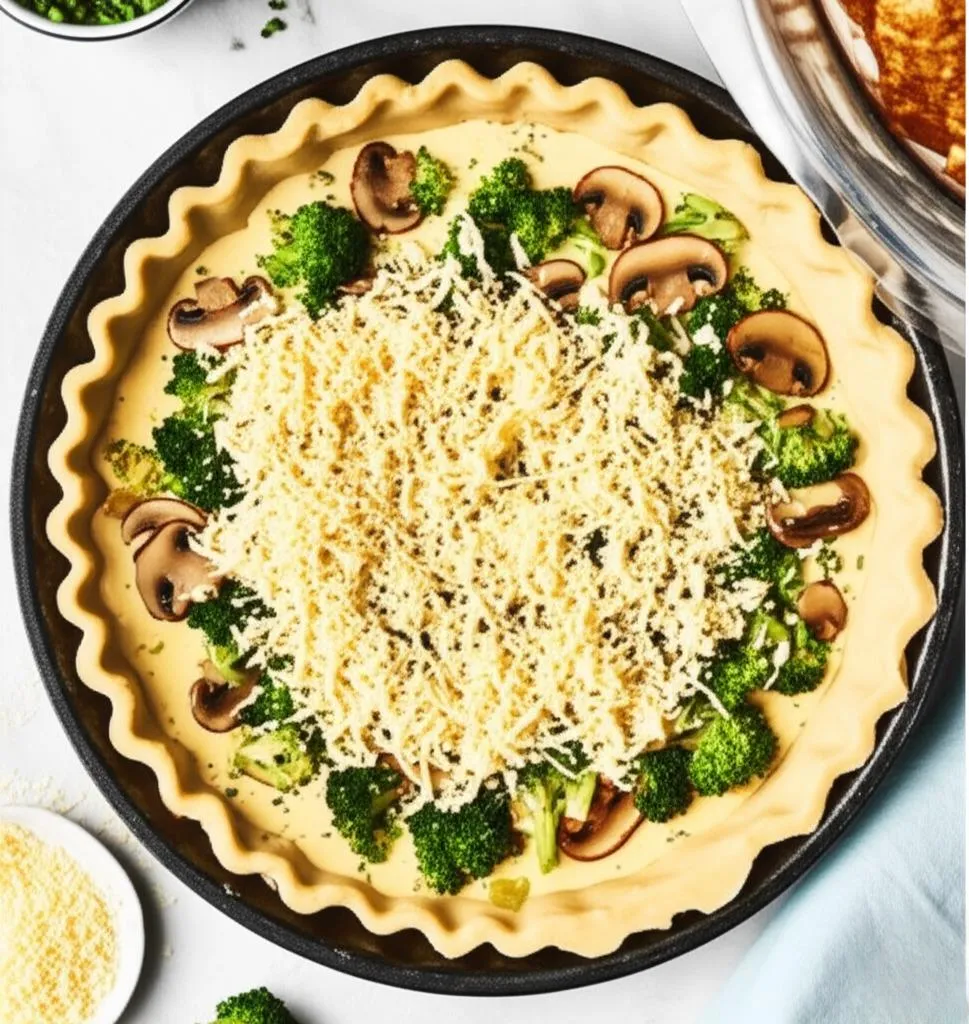 Spinach, Broccoli & Mushroom Quiche Recipe