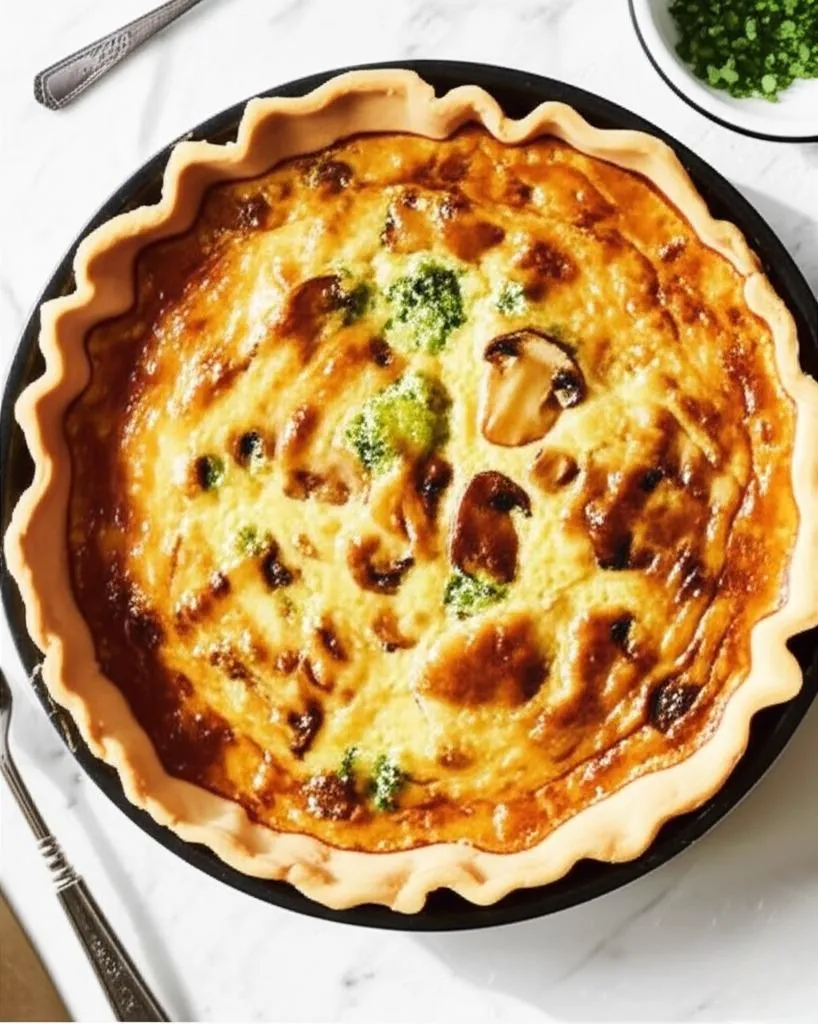 Spinach, Broccoli & Mushroom Quiche Recipe