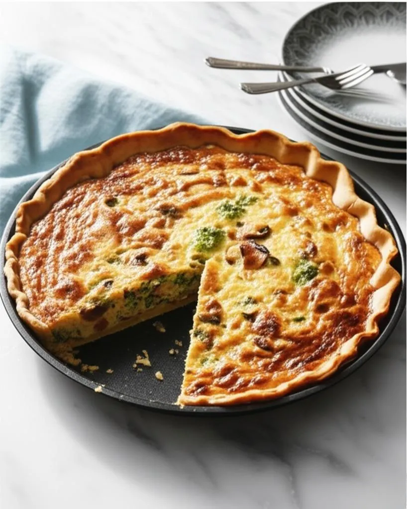 Spinach, Broccoli & Mushroom Quiche Recipe