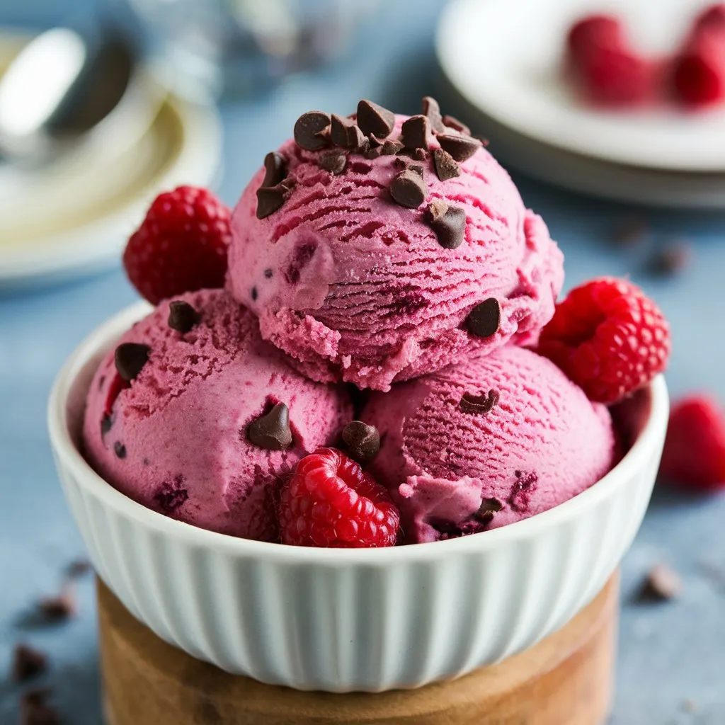 Raspberry Chocolate Chip Ice Cream