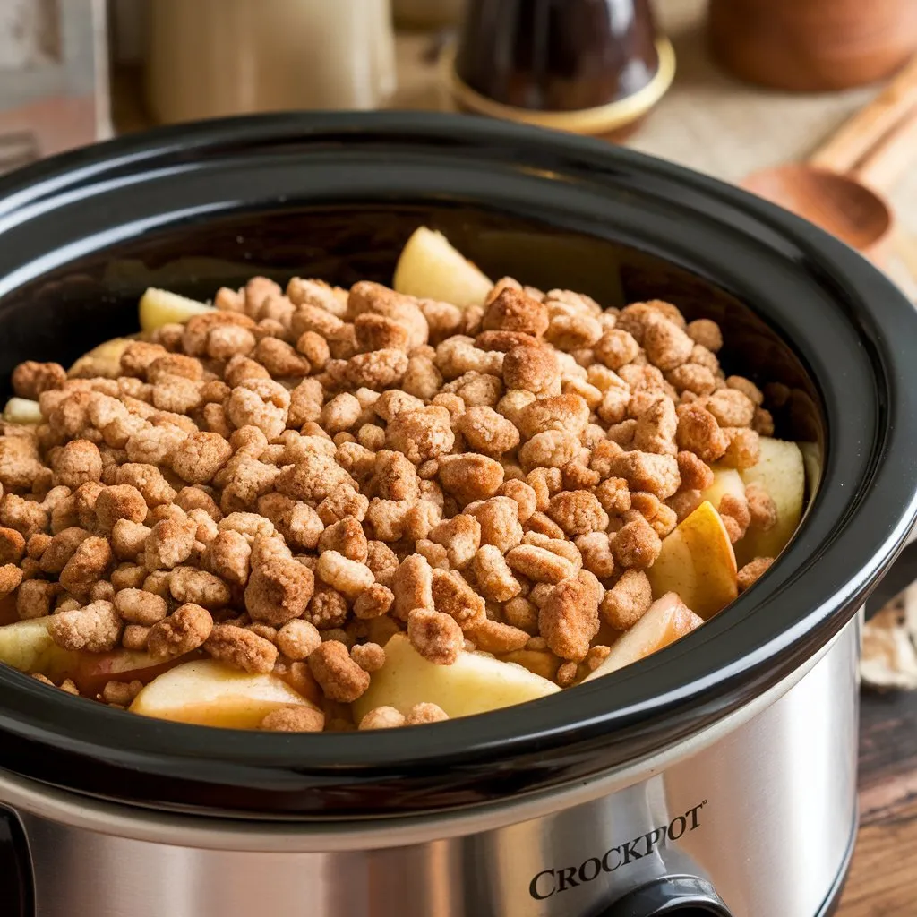 Crockpot Apple Crisp
Warm apple crisp for winter"
"Apple crisp toppings with ice cream"