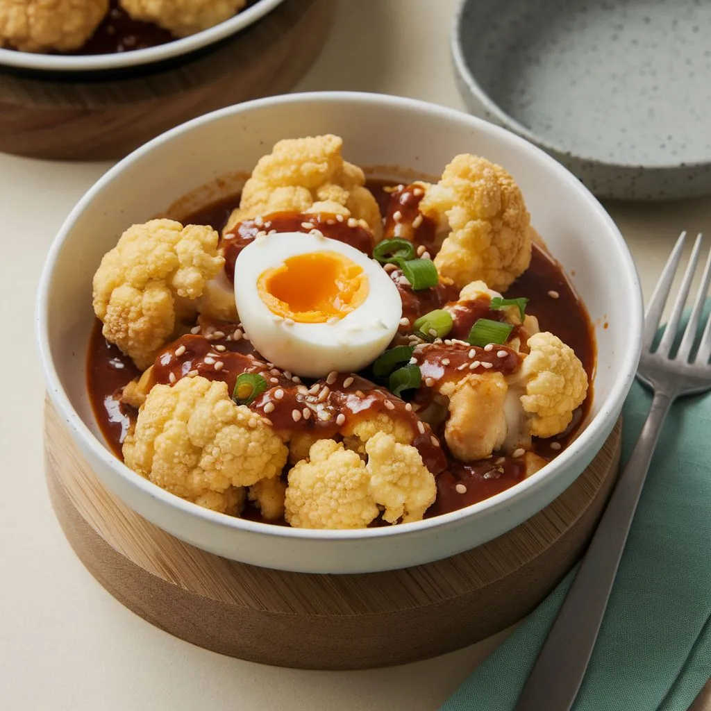 Kung Pao Tempura Cauliflower Bowl