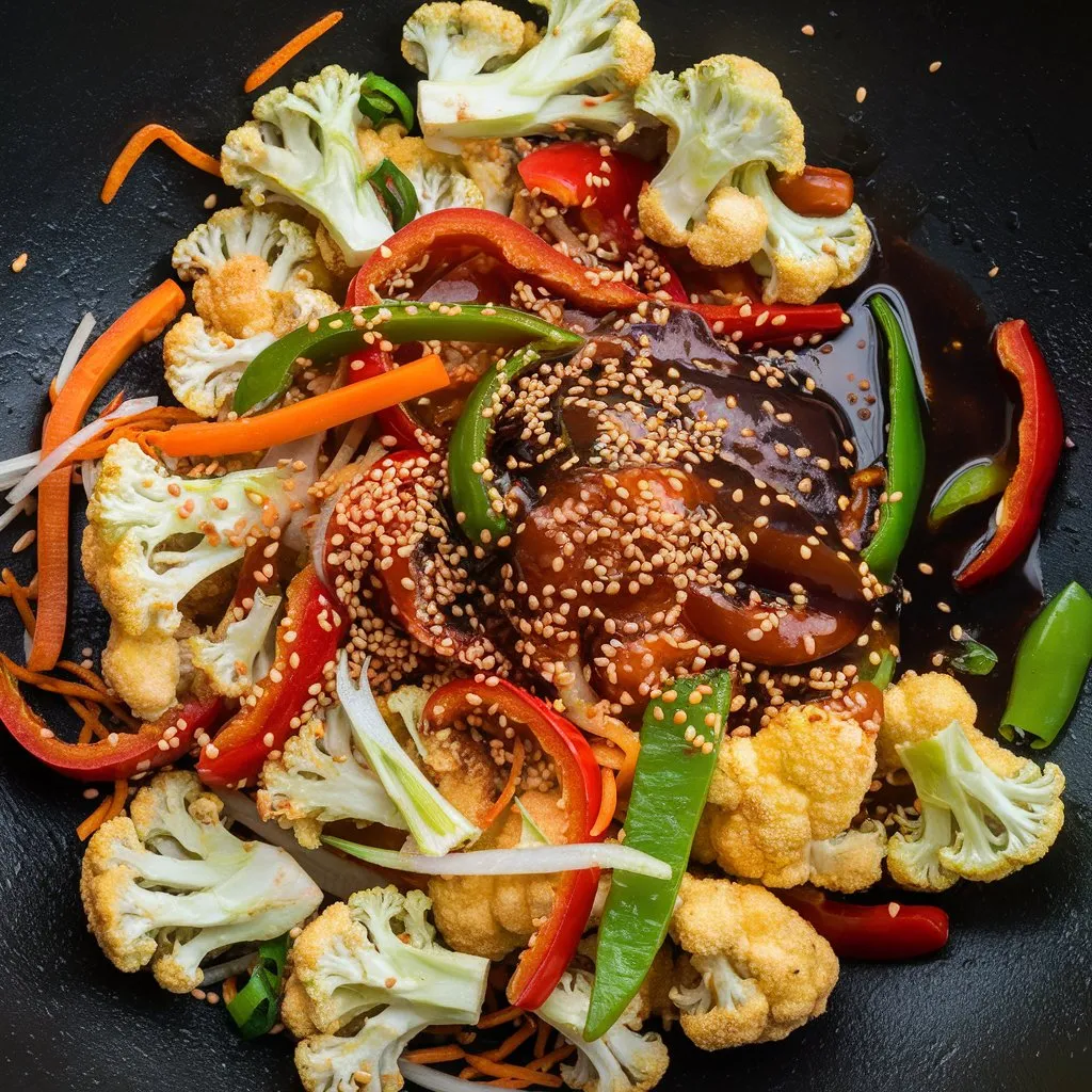 Kung Pao Tempura Cauliflower Stir Fry