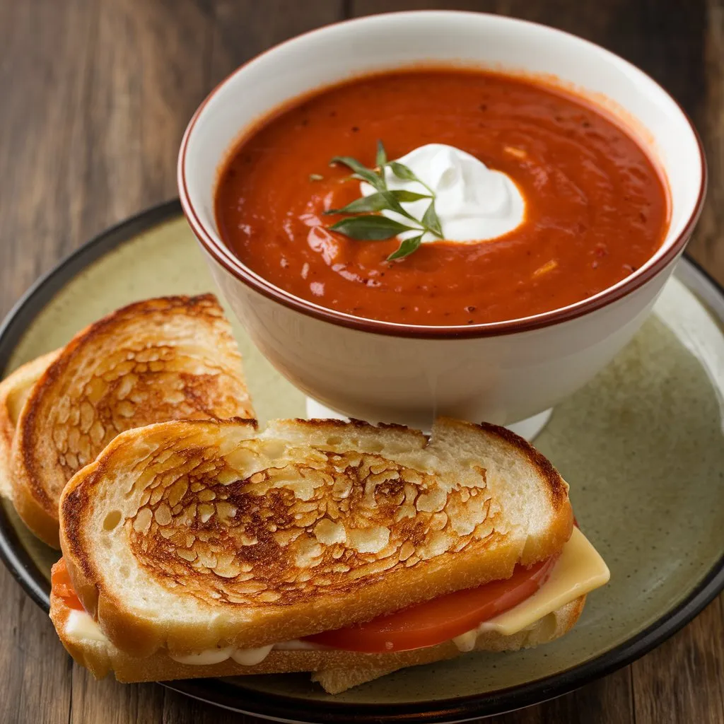 Roasted Red Pepper Tomato Soup & Grilled Cheese