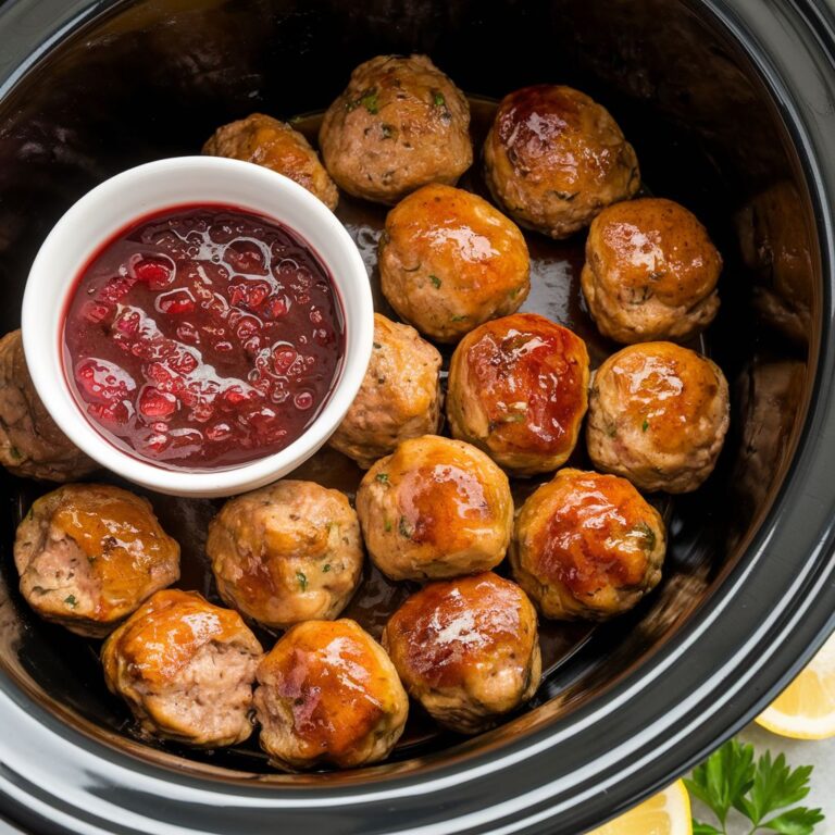 Slow Cooker Meatballs with Raspberry Chipotle Dipping Sauce