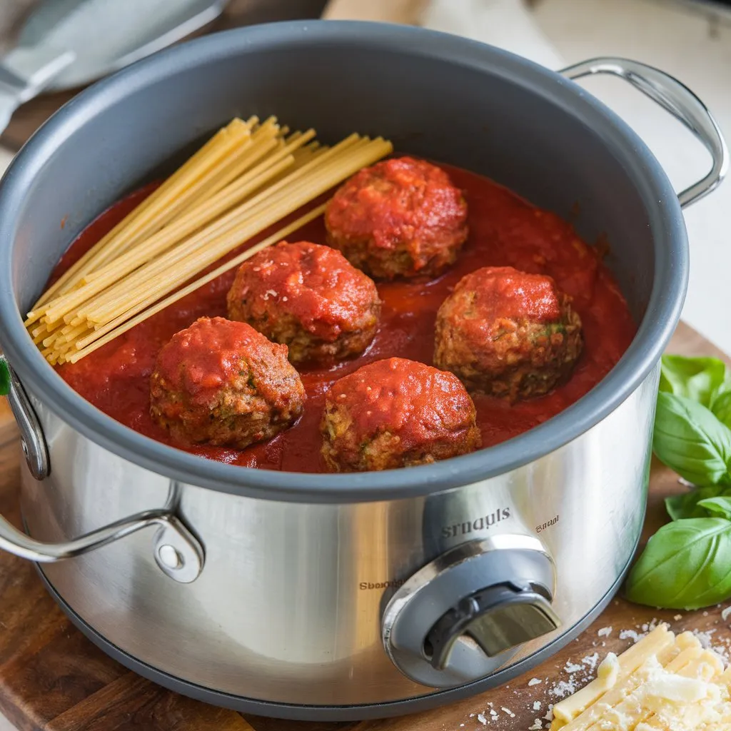 Slow Cooker Spaghetti and Meatballs