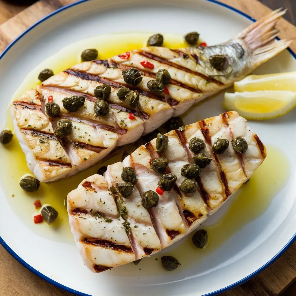 Swordfish with Sicilian Olive Oil Sauce