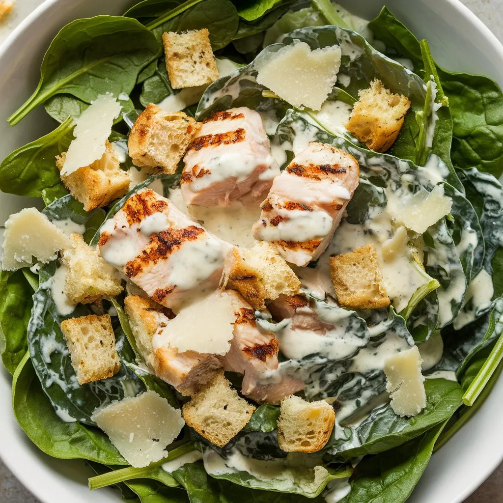 Classic Spinach and Chicken Caesar Salad