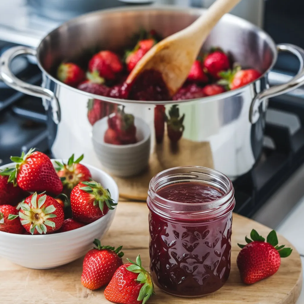 Classic Strawberry Jam Recipe Sure Jell Recipes #HomemadeJelly
#CanningFruit
#PreserveTheHarvest
#FruitPreserves