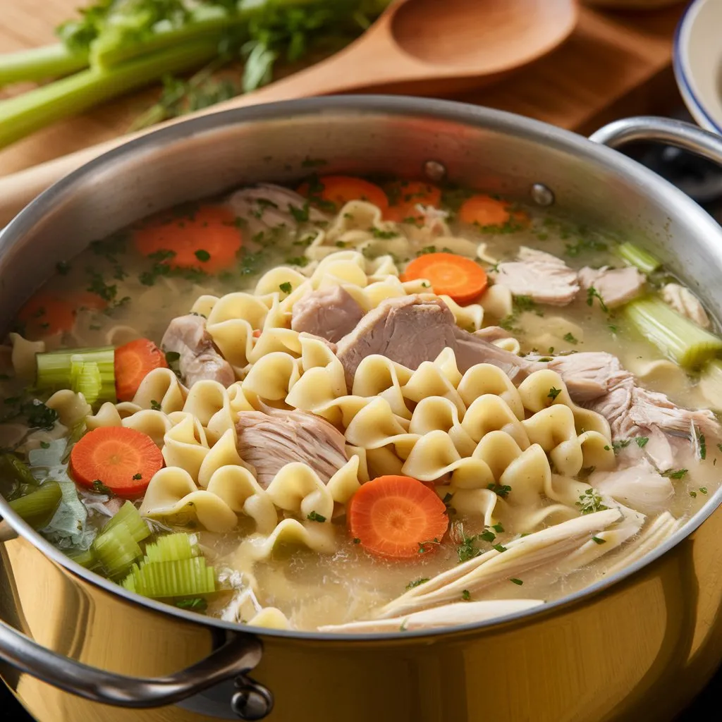 Grandma’s Classic Chicken Noodle Soup Recipe #ChickenSoupRecipe #HomemadeMeals #WinterWarmers #GrandmasCooking #HealthySoup