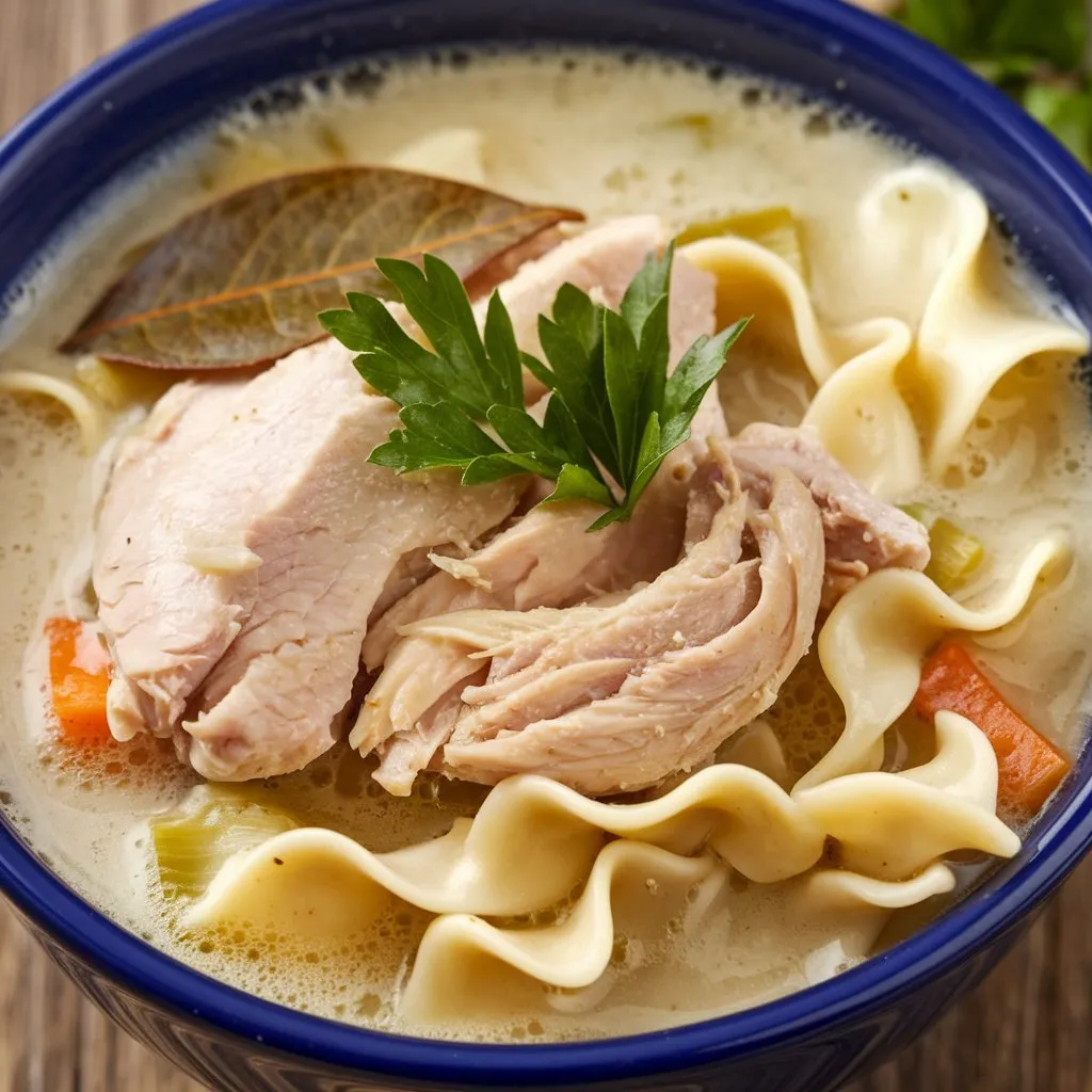 Grandma’s Creamy Chicken Noodle Soup #SoupLovers #ClassicRecipes #FoodForTheSoul #HealingSoup #TraditionalCooking #BestSoupEver