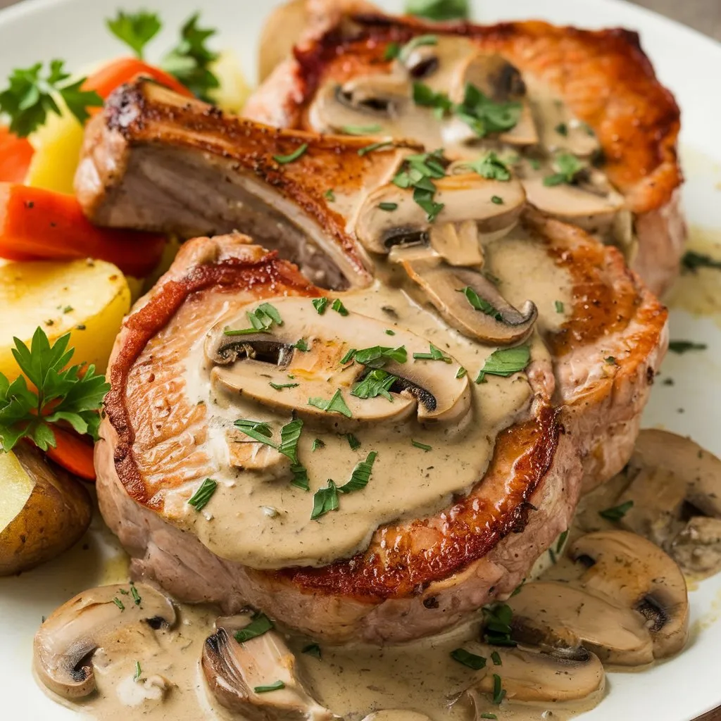 Pork Chops with Creamy Mushroom Sauce