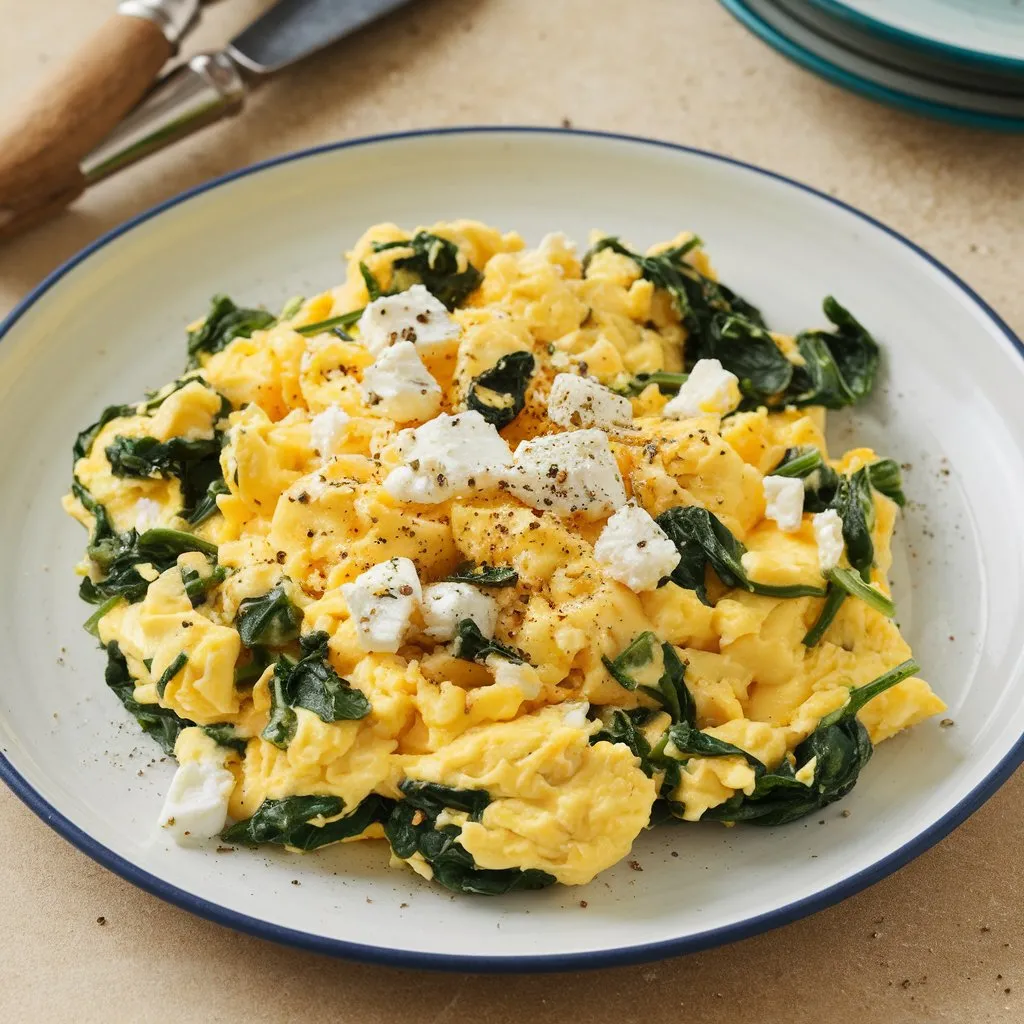 Scrambled Eggs with Spinach and Feta