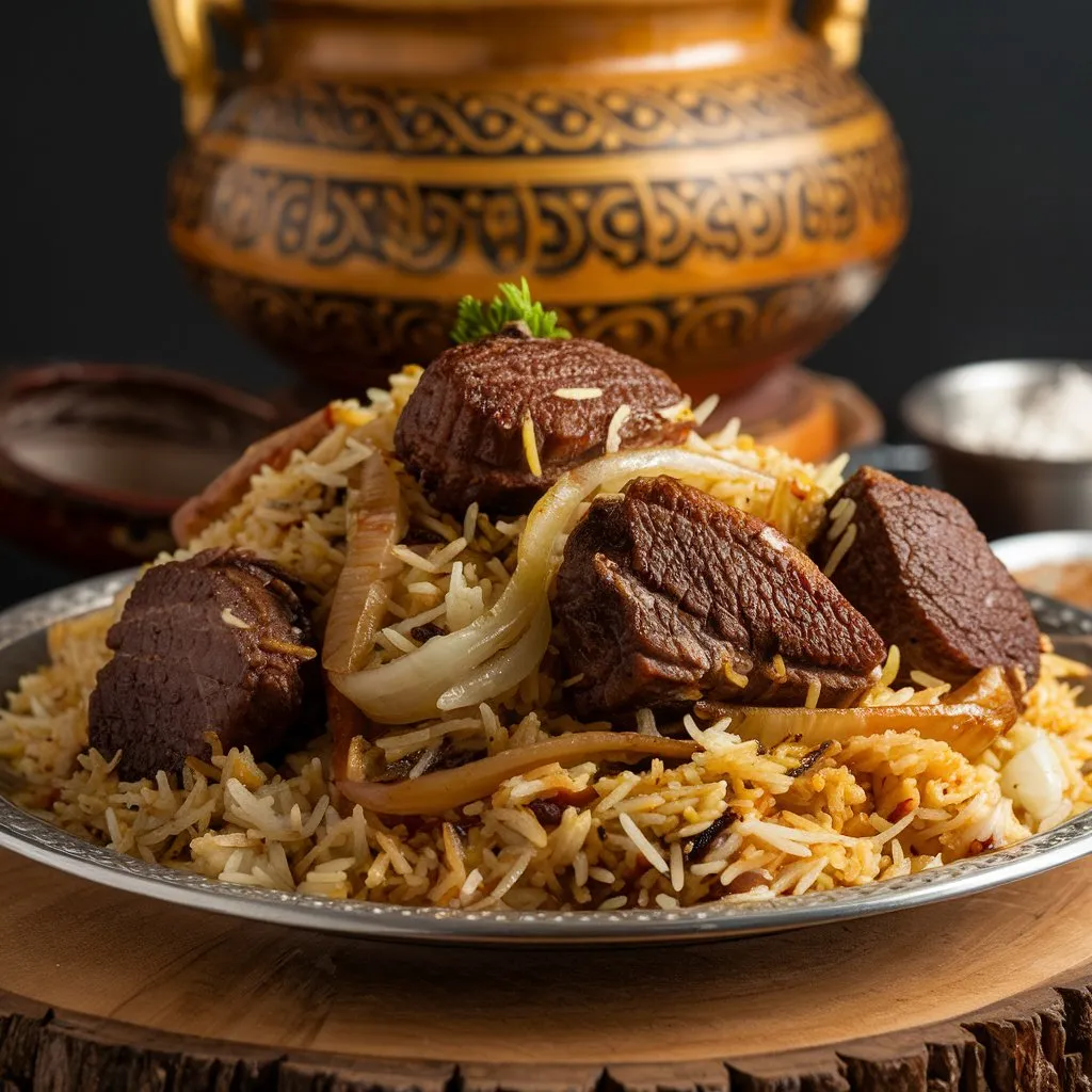 Camel Meat Biryani
#CamelMeatSpecialties
#EthnicRecipes
#CulinaryExploration
#MeatFromAroundTheWorld
#DeliciousCamelDishes