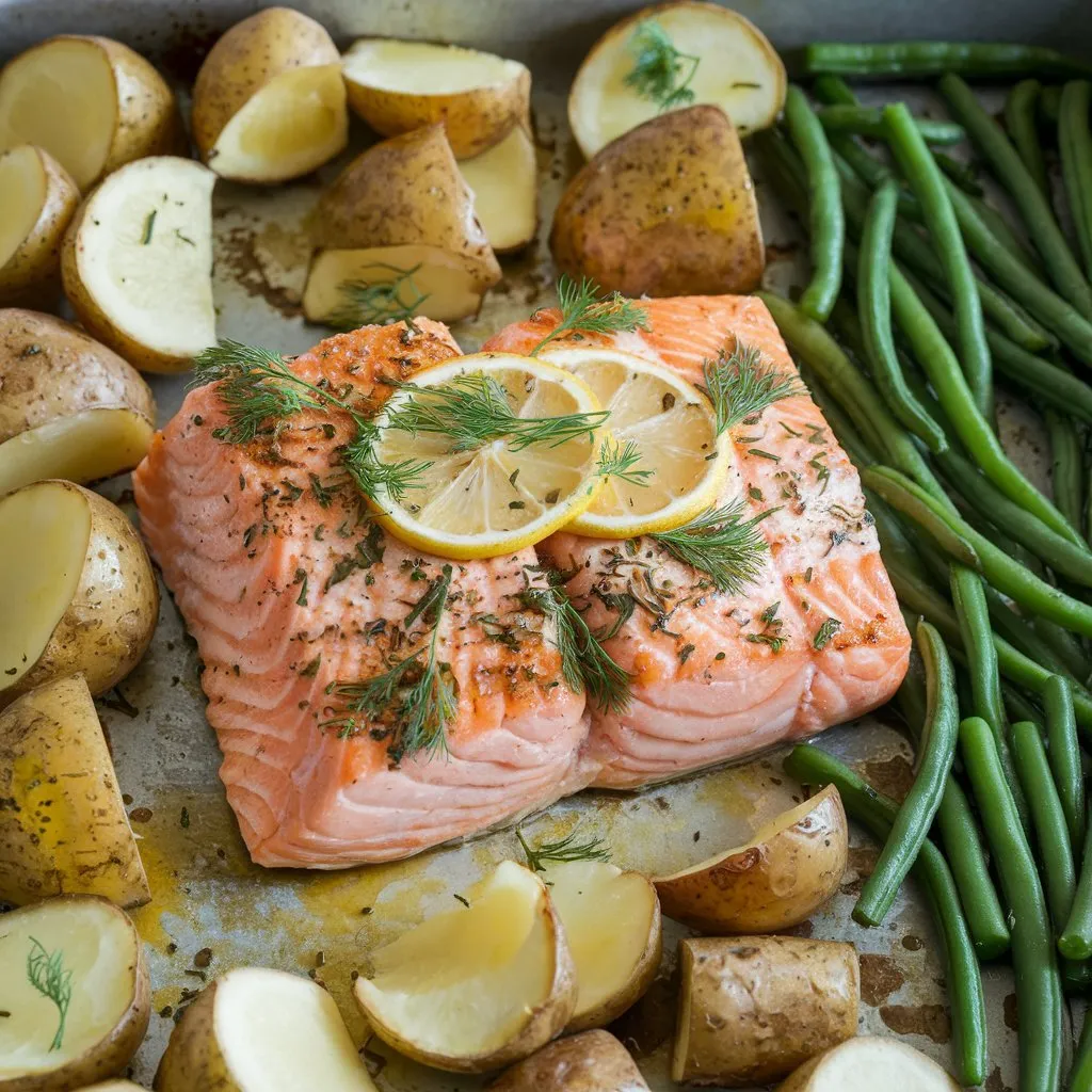 Lemon-Garlic Sheet-Pan Salmon with Potatoes & Green Beans Recipe
ProteinPacked #HealthyProtein
#ProteinMeals
#GainsFuel
#ProteinPower
#LeanAndStrong
#FitFoodie
#HealthyEating