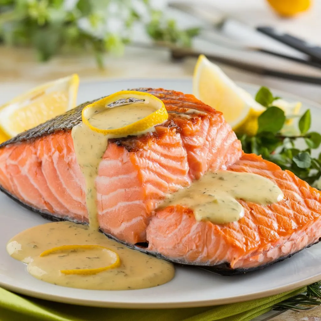 Pan-seared salmon with Lemon Butter Sauce Recipe Romantic Dinner