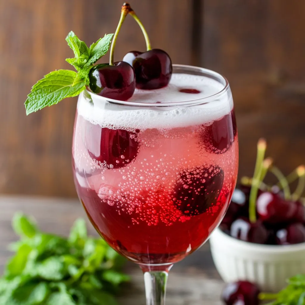 Top Valentine’s Day Mocktails Sparkling Cherry Spritzer Recipe