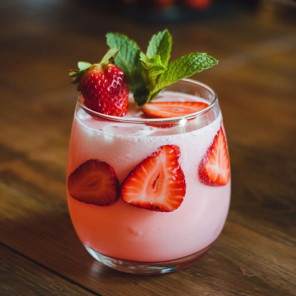 Valentine's Day Cocktails & Mocktails Strawberry & Cream Mocktail Recipe