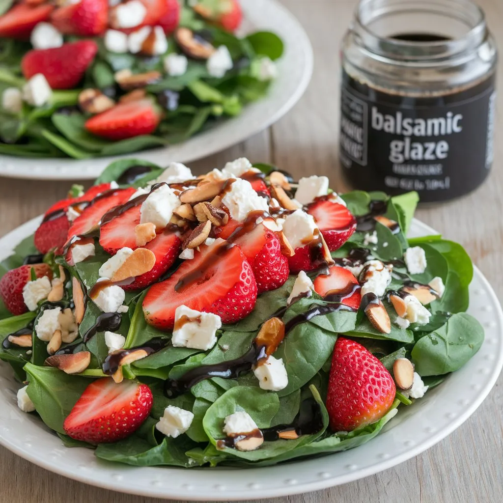 Strawberry Spinach Salad with Balsamic Glaze Recipe #ValentinesDayCookies
#ValentinesDayCupcakes
#ValentinesDayPasta
#ValentinesDaySteak