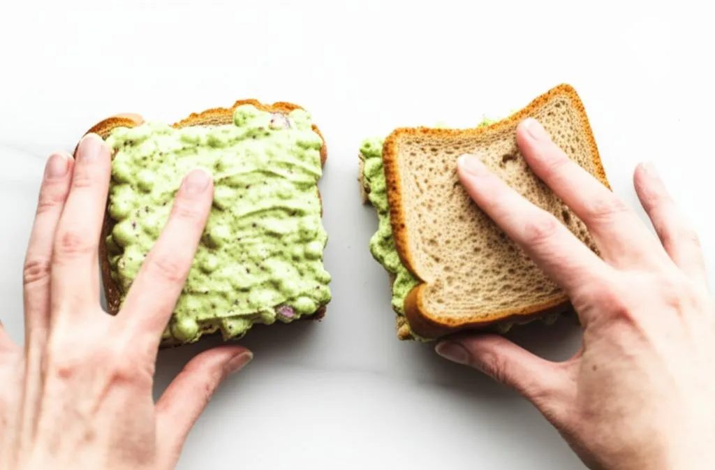 Pea Salad Sandwich Recipe #PlantBasedLunch #QuickHealthyMeals #ChickpeaRecipe #SandwichLovers