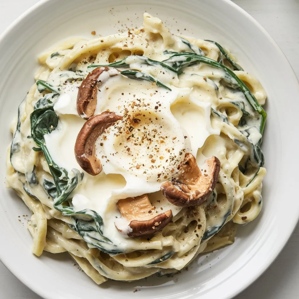 Creamy Spinach & Mushroom Alfredo with Half and Half 🍄🌿
#BestPastaSauce 🏆
#TastyAlfredo 🍴
#ComfortFood 🍲
#RestaurantStyleAlfredo 🍷
#WeeknightDinner 🏡