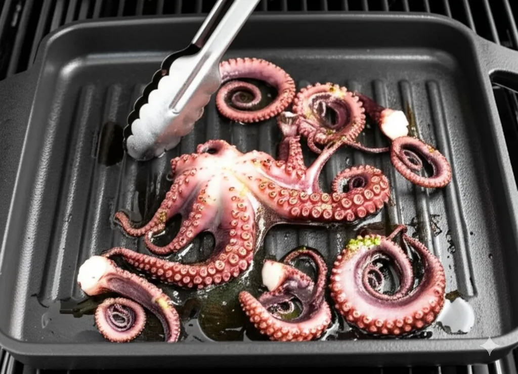 Grilled octopus with #EasyOctopusRecipe #BBQSeafood #CrispyOctopus