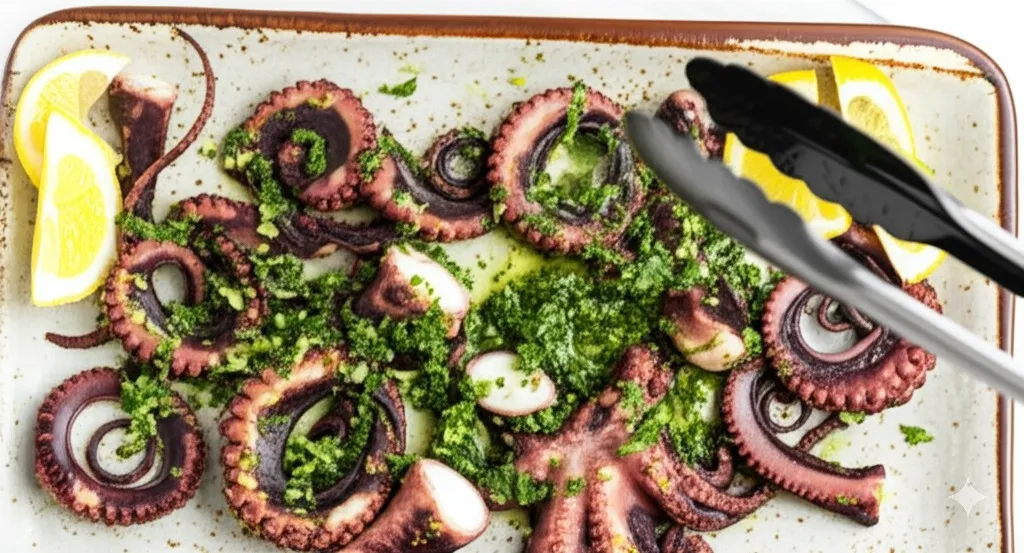 Grilled octopus with #MediterraneanSeafood #SeafoodGrill #CharredOctopus