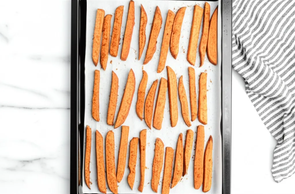Crispy Sweet Potato Fries Recipe #SimpleRecipes #ComfortFood #SnackRecipes #FriesRecipe #FoodieFries