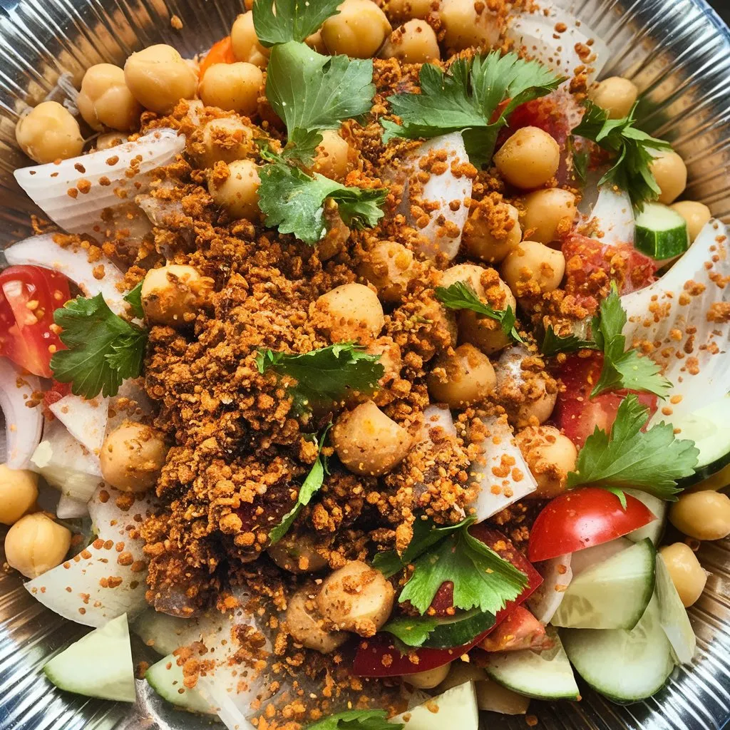 Mumbai-Style Chana Chaat – A Street Vendor Favorite! 🍛🛒 #ChanaChaat #MumbaiStreetFood #IndianSnacks #VeganRecipes #SpicyAndTangy #HealthyEating #FoodieFavorites #StreetFoodLove #QuickSnacks #PlantBasedGoodness