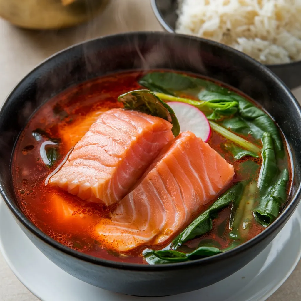 Salmon Belly Sinigang #TamarindSinigang
#MouthwateringSinigang
#EasyFilipinoSinigang
#HomemadeFilipinoFood
#SinigangForDinner